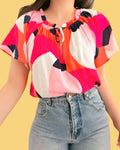 Blusa estampada rosada